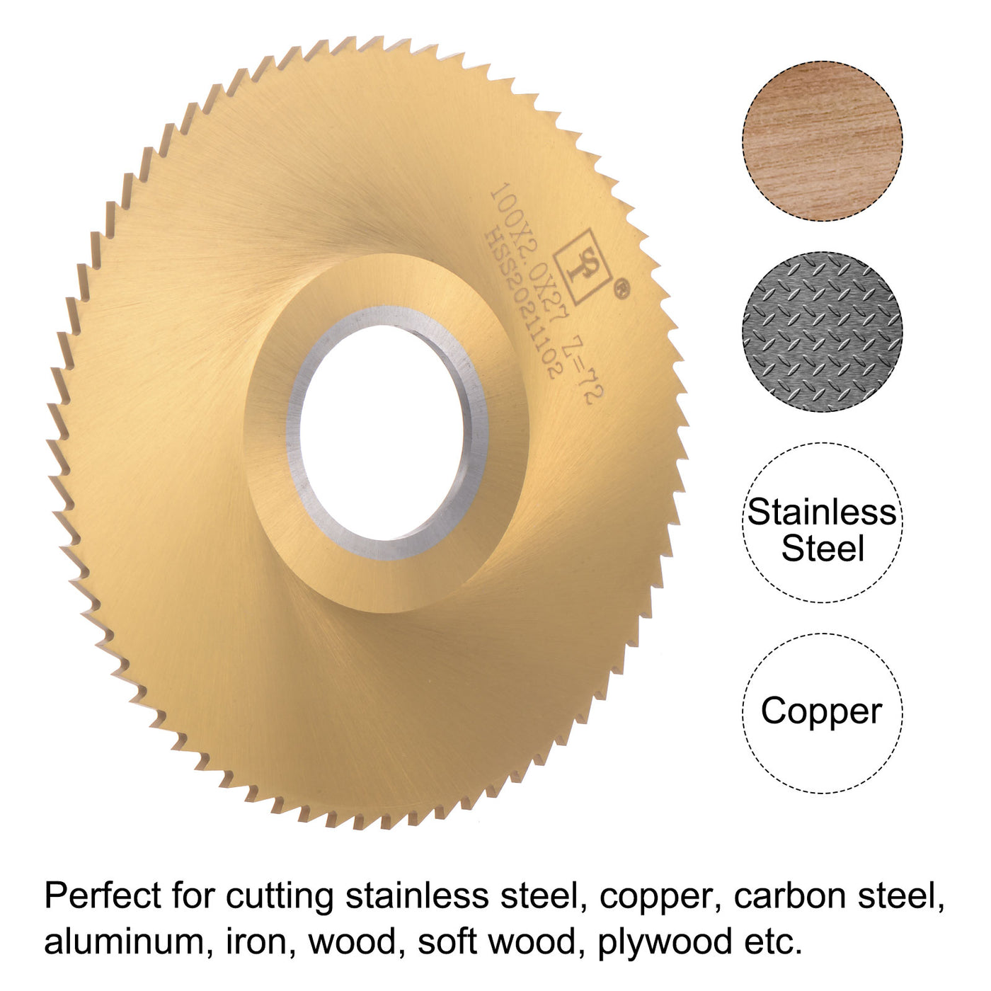 Uxcell Uxcell 100mm Dia 27mm Arbor 2.5mm Thick 72 Tooth Titanium Coated Circular Saw Blade