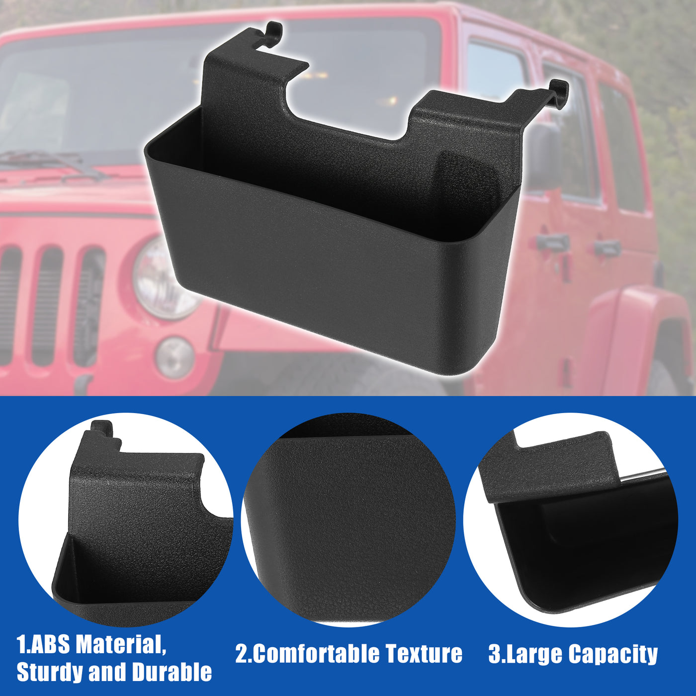 X AUTOHAUX Armrest Storage Box for Jeep Wrangler 1987-1995 Center Console Organizer Tray Armrest Hanging Box Phone Holder Black