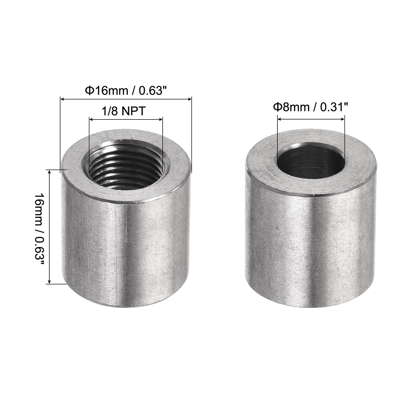 Harfington Weld Coupling 304 Stainless Steel 1/8 NPT Female Half Threaded Connector