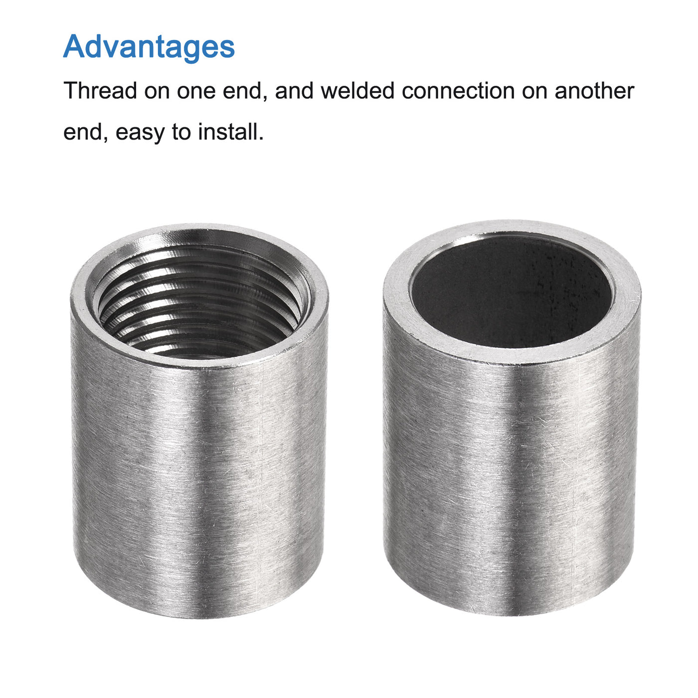 Harfington Weld Coupling Stainless Steel 3mm 1/2 NPT Female Half Threaded Connector 2Pcs