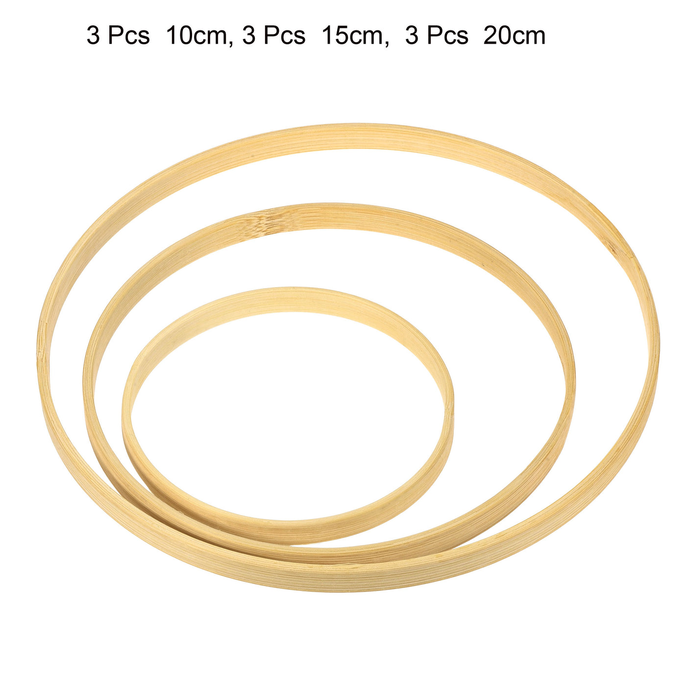 Harfington 4/6/8 Inch 3 Size Wooden Bamboo Floral Hoop, 9Pcs in 1 Set Craft Rings for DIY Wedding Wreath Decor Dream Catcher