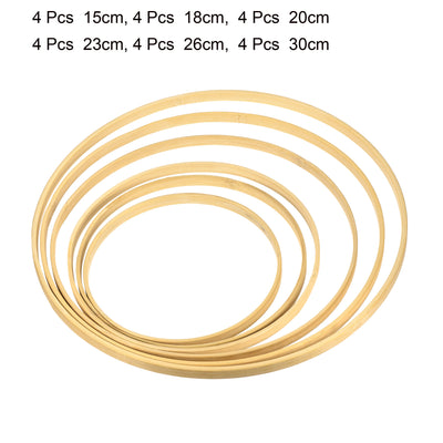 Harfington 6/7/8/9/10/12 Inch 6 Size Wooden Bamboo Floral Hoop, 24Pcs in 1 Set Craft Rings for DIY Wedding Wreath Decor Dream Catcher