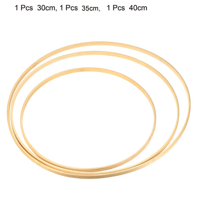 Harfington 12/14/16 Inch Wooden Bamboo Floral Hoop, 3Pcs in 1 Set Craft Rings for DIY Wedding Wreath Decor Dream Catcher