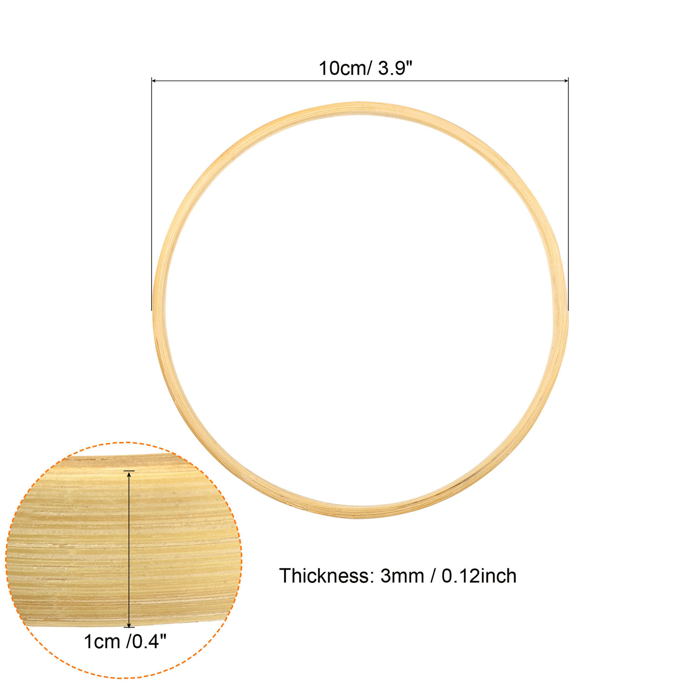 Harfington Wooden Bamboo Floral Hoop, Craft Rings for DIY Wedding Wreath Decor, Dream Catcher and Hanging Craft