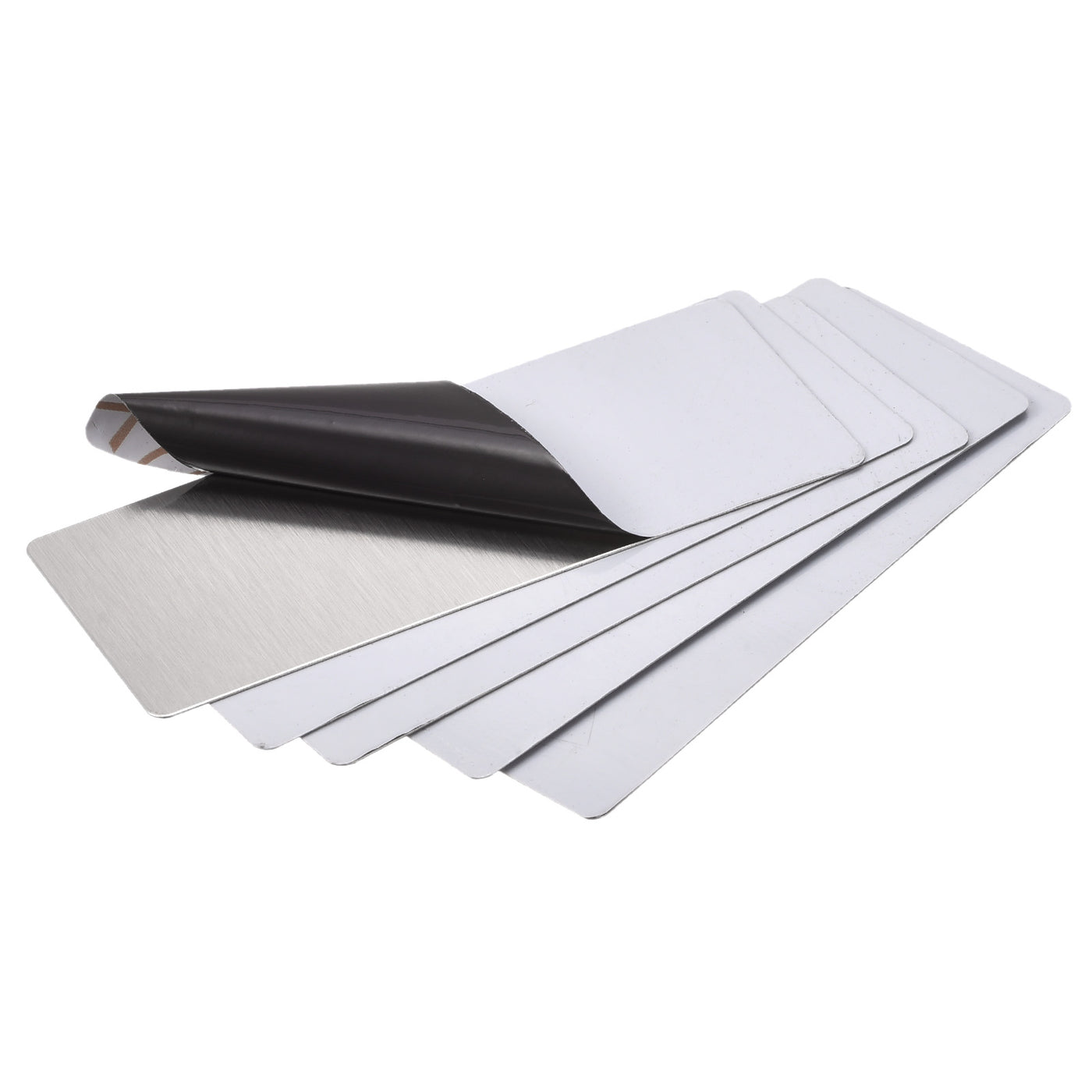 uxcell Uxcell Blank Metal Card 80x30x0.4mm 201 Stainless Steel Plate Brushed Silver Tone 20Pcs