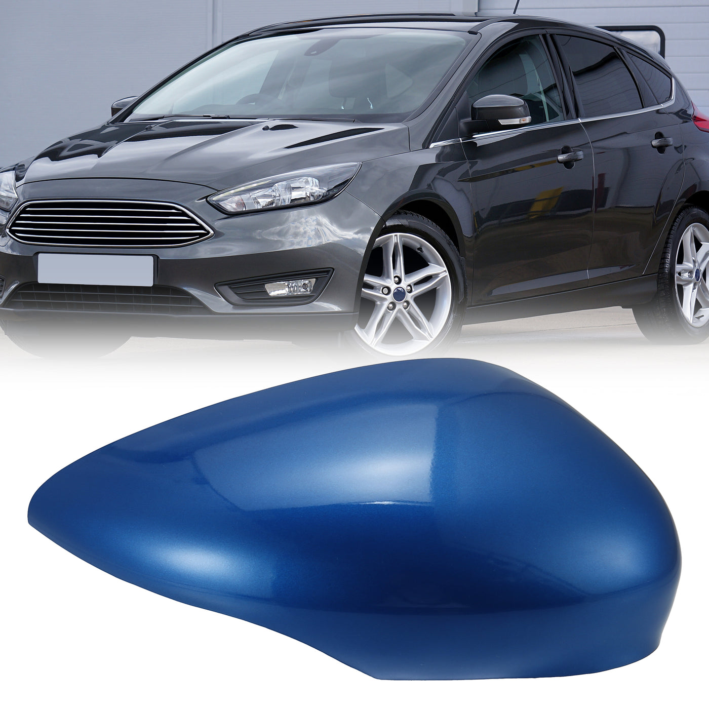 X AUTOHAUX Dark Blue Right Side Car Side Door Wing Mirror Cover Rear View Mirror Cap for Ford Fiesta MK7 2008 2009 2010 2011 2012 2013 2014 2015 2016 2017