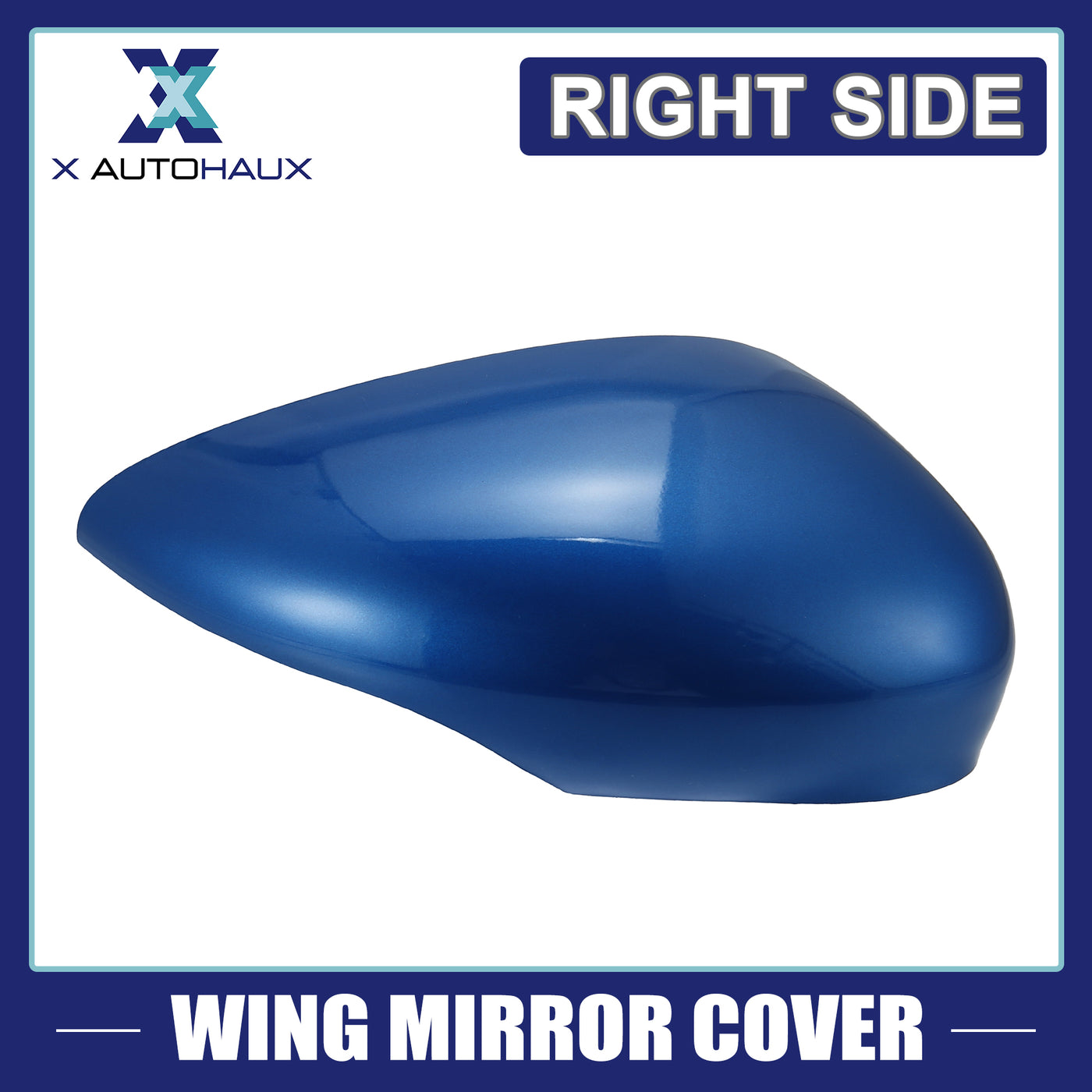 X AUTOHAUX Dark Blue Right Side Car Side Door Wing Mirror Cover Rear View Mirror Cap for Ford Fiesta MK7 2008 2009 2010 2011 2012 2013 2014 2015 2016 2017