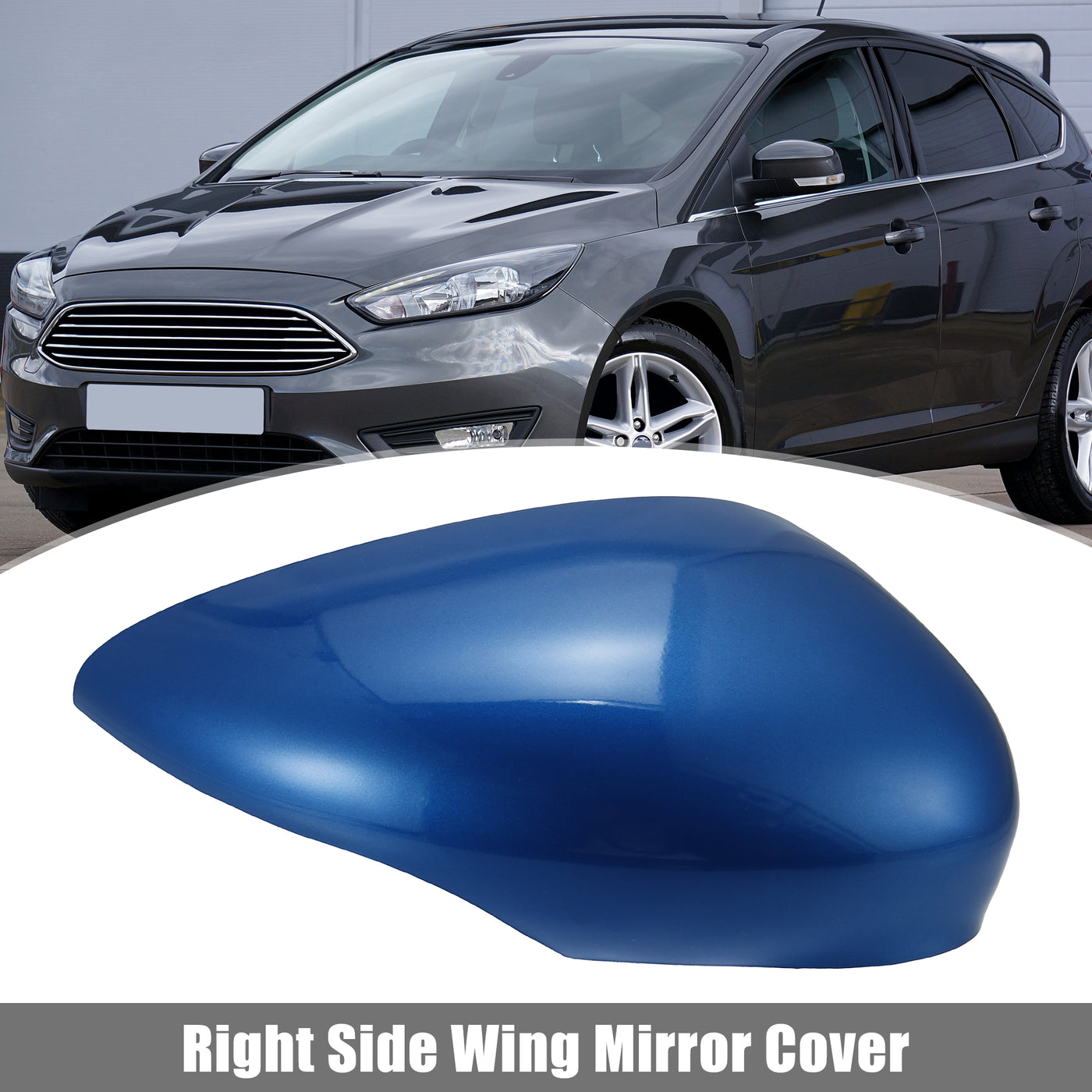 X AUTOHAUX Dark Blue Right Side Car Side Door Wing Mirror Cover Rear View Mirror Cap for Ford Fiesta MK7 2008 2009 2010 2011 2012 2013 2014 2015 2016 2017