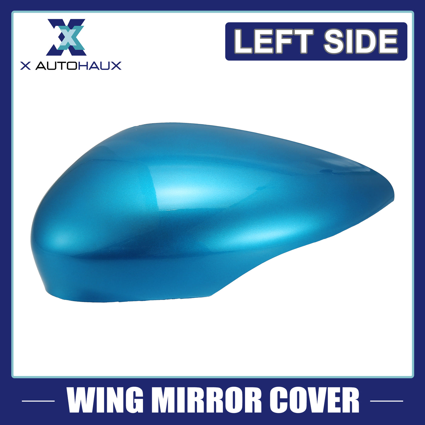 X AUTOHAUX Blue Left Side Car Side Door Wing Mirror Cover Rear View Mirror Cap for Ford Fiesta MK7 2008 2009 2010 2011 2012 2013 2014 2015 2016 2017