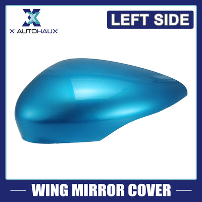 Harfington Blue Left Side Car Side Door Wing Mirror Cover Rear View Mirror Cap for Ford Fiesta MK7 2008 2009 2010 2011 2012 2013 2014 2015 2016 2017