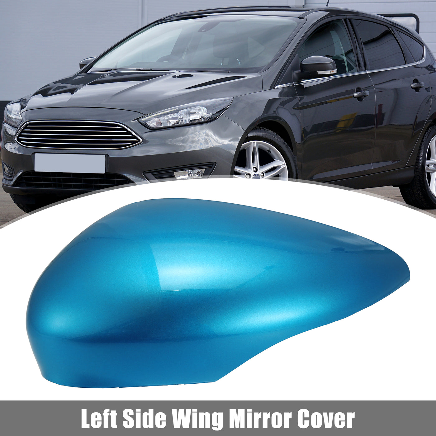 X AUTOHAUX Blue Left Side Car Side Door Wing Mirror Cover Rear View Mirror Cap for Ford Fiesta MK7 2008 2009 2010 2011 2012 2013 2014 2015 2016 2017