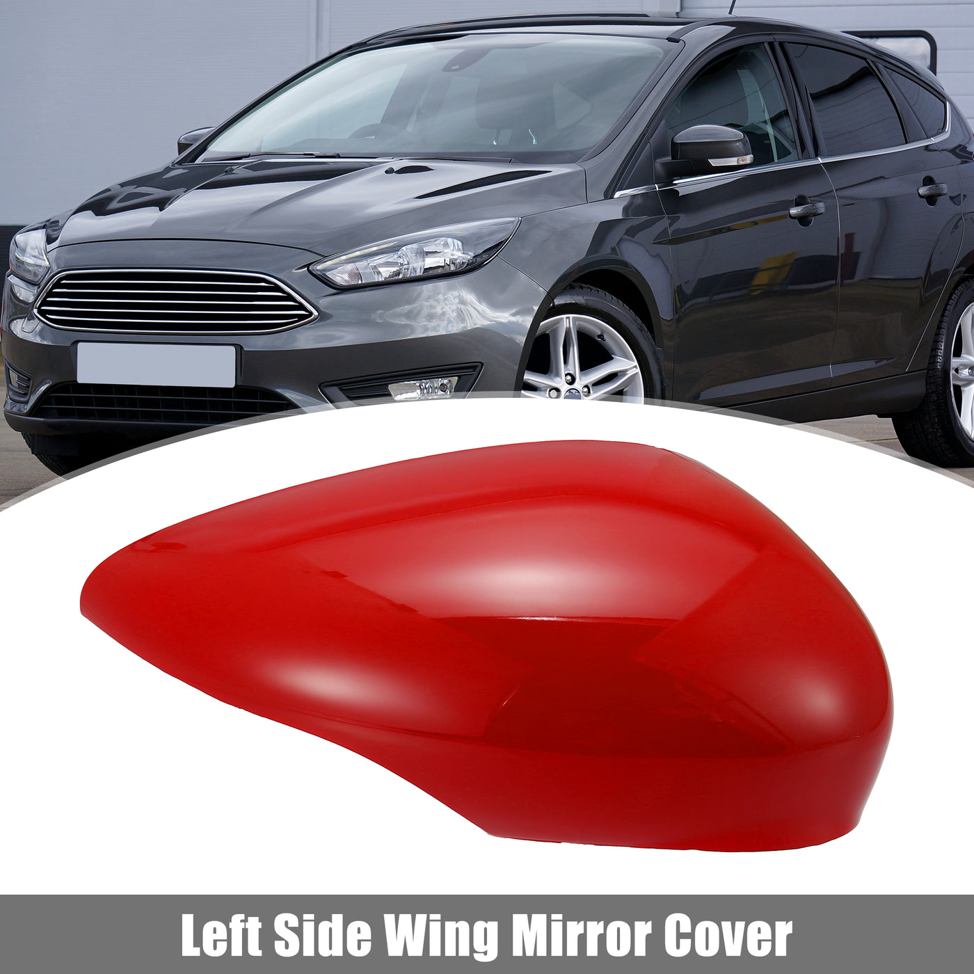 X AUTOHAUX Red Left Side Car Side Door Wing Mirror Cover Rear View Mirror Cap for Ford Fiesta MK7 2008 2009 2010 2011 2012 2013 2014 2015 2016 2017