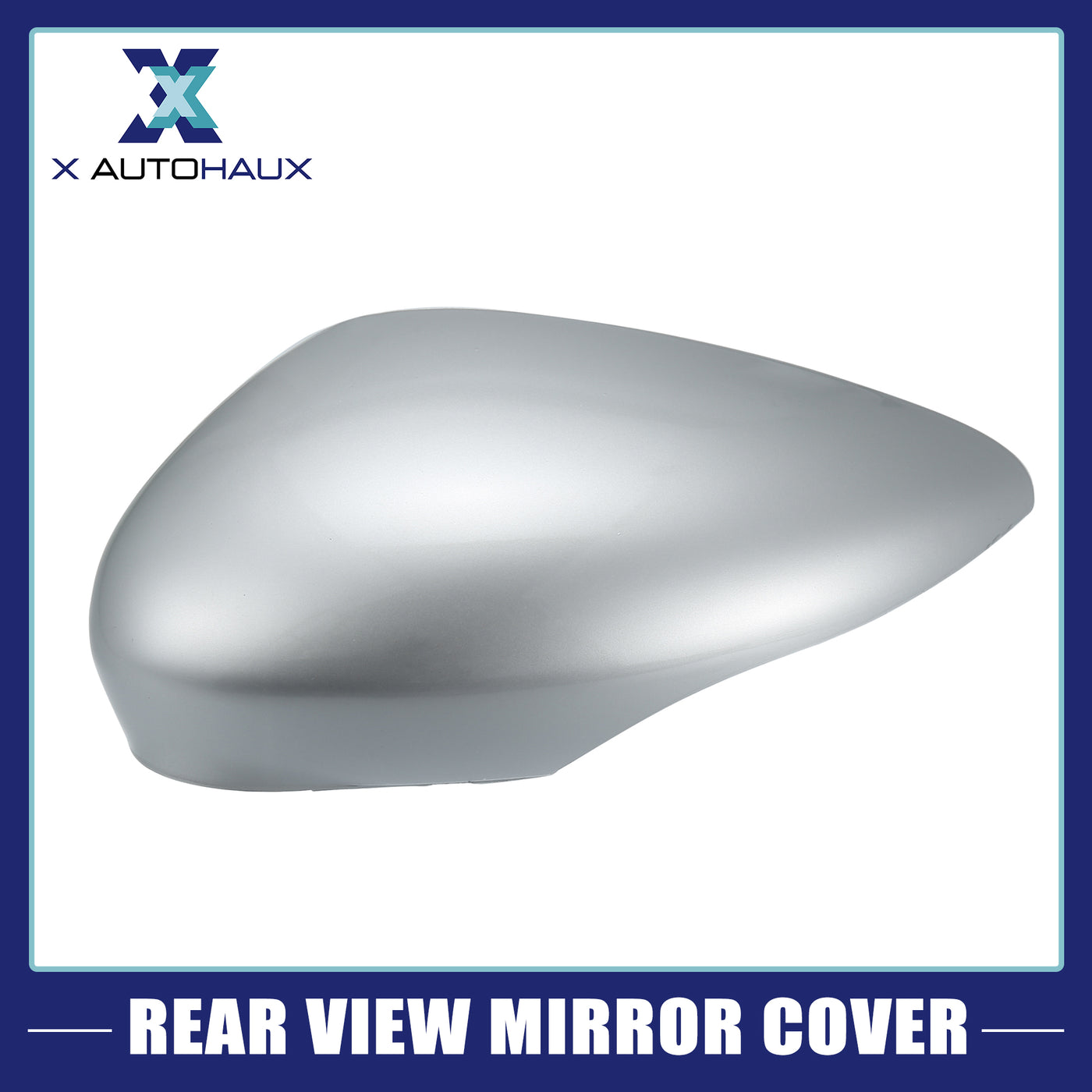 X AUTOHAUX Silver Tone Left Side Car Side Door Wing Mirror Cover Rear View Mirror Cap for Ford Fiesta MK7 2008 2009 2010 2011 2012 2013 2014 2015 2016 2017