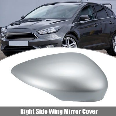 Harfington Silver Tone Right Side Car Side Door Wing Mirror Cover Rear View Mirror Cap for Ford Fiesta MK7 2008 2009 2010 2011 2012 2013 2014 2015 2016 2017