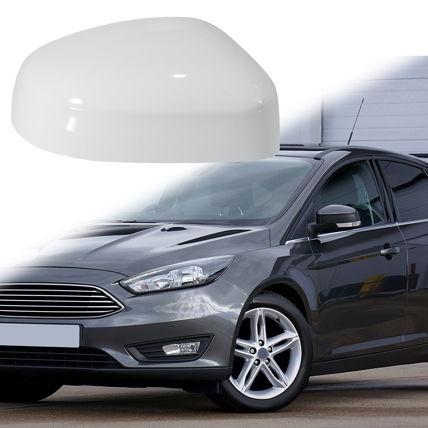 X AUTOHAUX White Right Side Car Side Door Wing Mirror Cover Rear View Mirror Cap for Ford Focus MK2 Facelift 2008-2011 for Ford Focus MK3 2013-2017