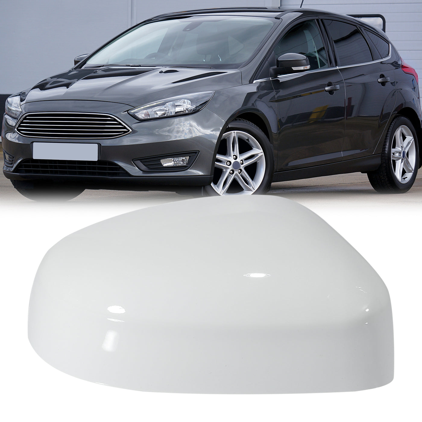 X AUTOHAUX White Right Side Car Side Door Wing Mirror Cover Rear View Mirror Cap for Ford Focus MK2 Facelift 2008-2011 for Ford Focus MK3 2013-2017