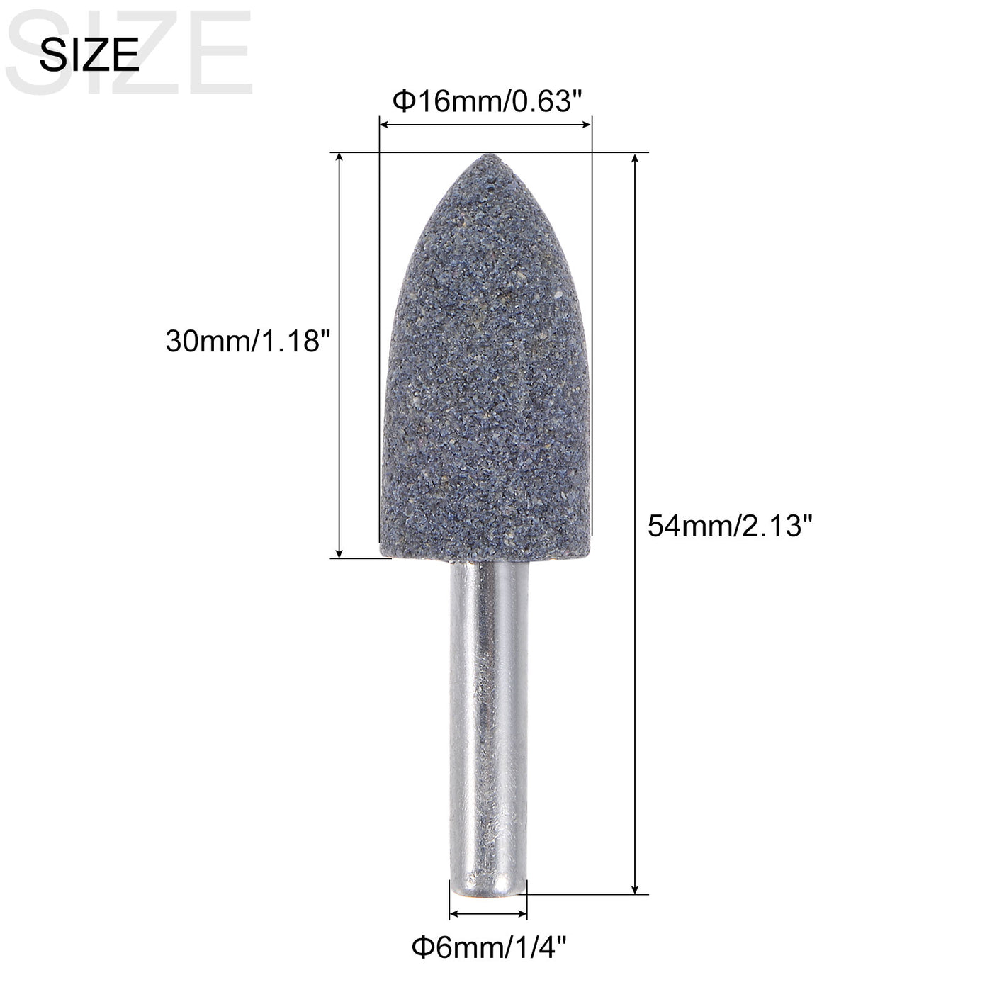 uxcell Uxcell 5pcs Abrasive Mounted Stone 1/4" Shank 0.8" Dia Conical Corundum Grinding Head