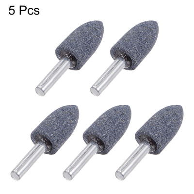 Harfington Uxcell 5pcs Abrasive Mounted Stone 1/4" Shank 0.8" Dia Conical Corundum Grinding Head