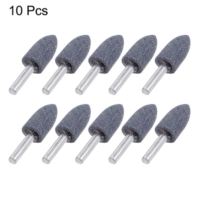 Harfington Uxcell 10pcs Abrasive Mounted Stone 1/4" Shank 0.63" Dia Conical Corundum Grinding Head