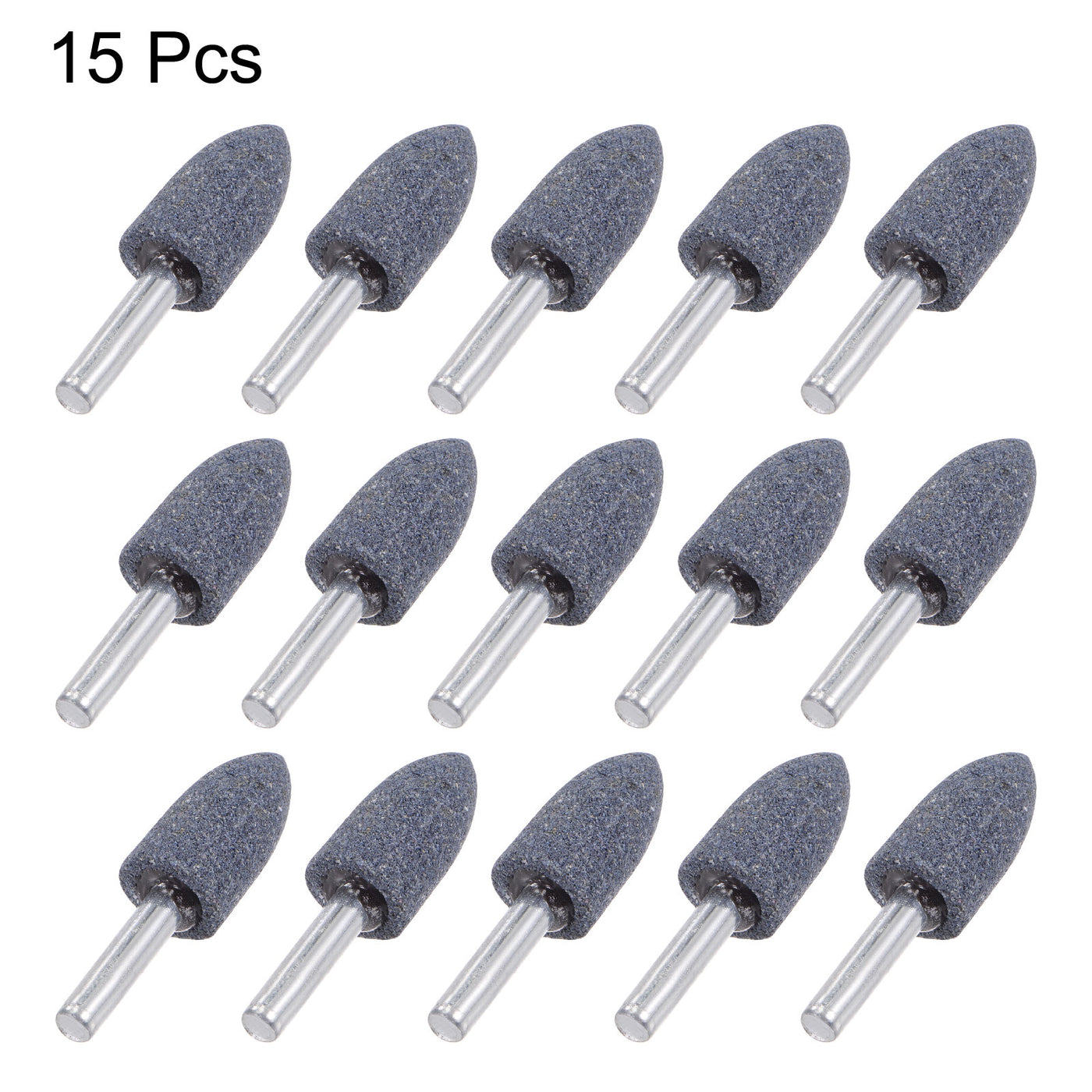 uxcell Uxcell 15pcs Abrasive Mounted Stone 1/4" Shank 0.63" Dia Conical Corundum Grinding Head