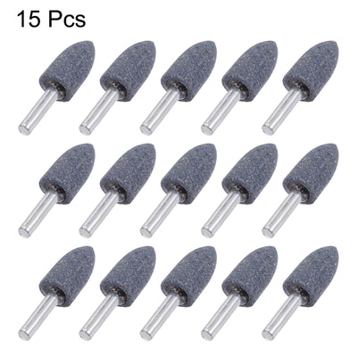 Harfington Uxcell 15pcs Abrasive Mounted Stone 1/4" Shank 0.63" Dia Conical Corundum Grinding Head