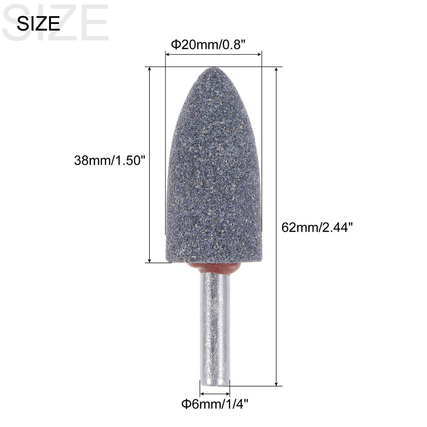 uxcell Uxcell 5pcs Abrasive Mounted Stone 1/4" Shank 0.8" Dia Conical Corundum Grinding Head