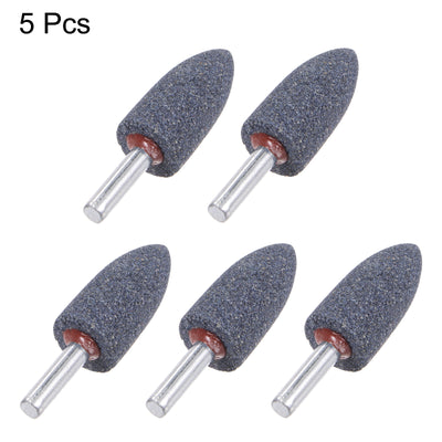 Harfington Uxcell 5pcs Abrasive Mounted Stone 1/4" Shank 0.8" Dia Conical Corundum Grinding Head