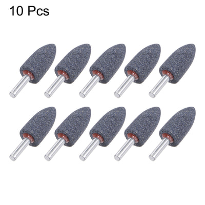 Harfington Uxcell 10pcs Abrasive Mounted Stone 1/4" Shank 0.63" Dia Conical Corundum Grinding Head