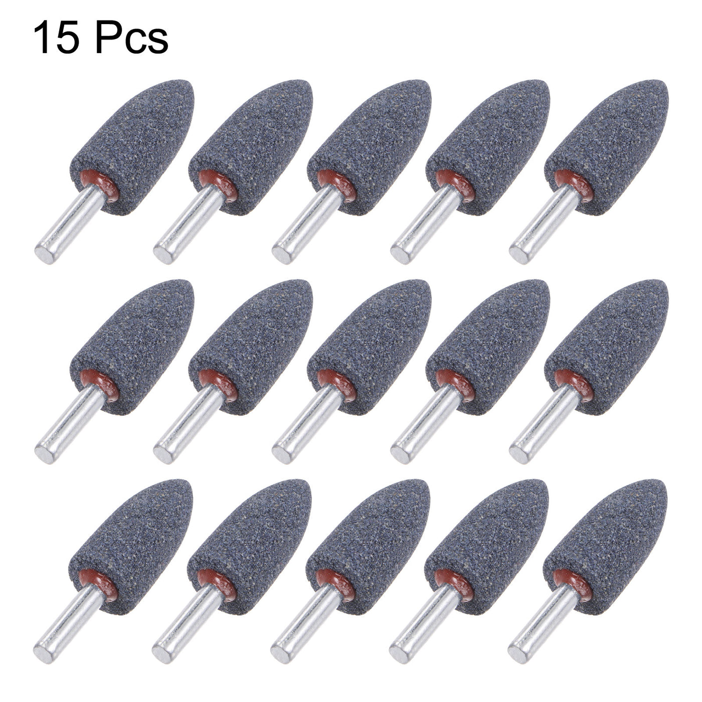 uxcell Uxcell 15pcs Abrasive Mounted Stone 1/4" Shank 0.63" Dia Conical Corundum Grinding Head