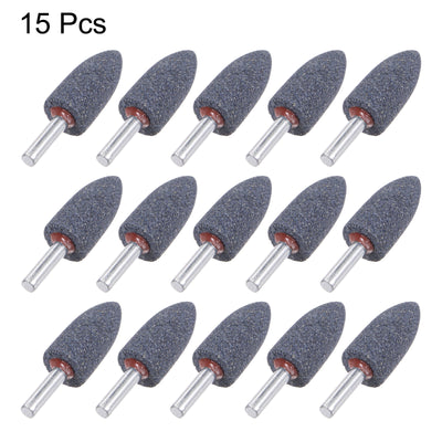 Harfington Uxcell 15pcs Abrasive Mounted Stone 1/4" Shank 0.63" Dia Conical Corundum Grinding Head