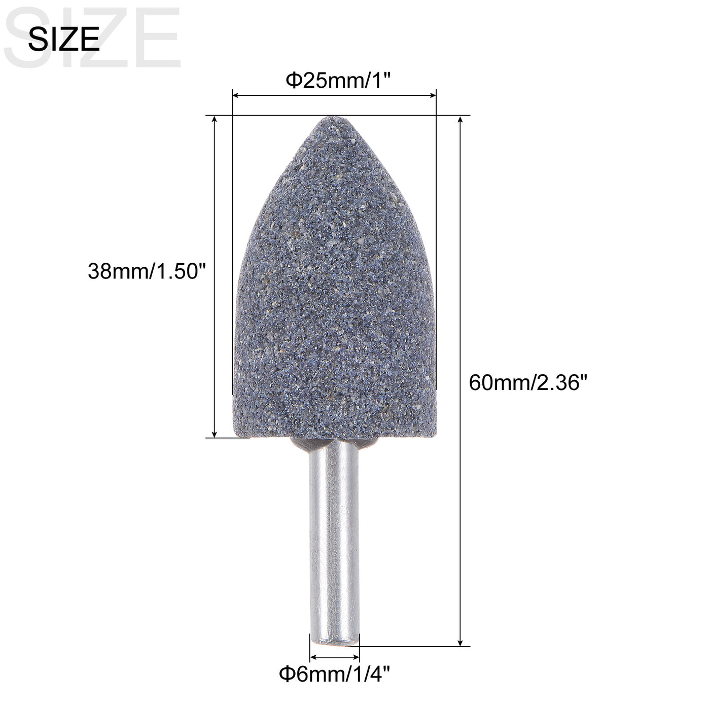 uxcell Uxcell 5pcs Abrasive Mounted Stone 1/4" Shank 0.8" Dia Conical Corundum Grinding Head