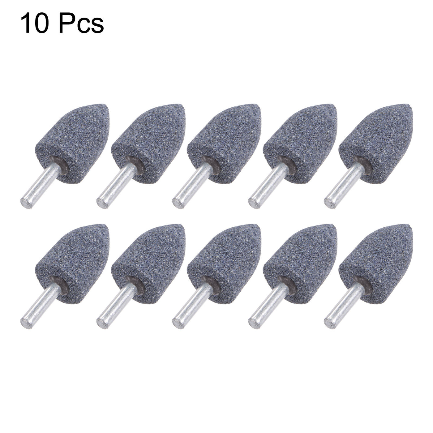 uxcell Uxcell 10pcs Abrasive Mounted Stone 1/4" Shank 0.63" Dia Conical Corundum Grinding Head