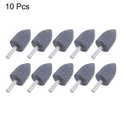 Harfington Uxcell 10pcs Abrasive Mounted Stone 1/4" Shank 0.63" Dia Conical Corundum Grinding Head