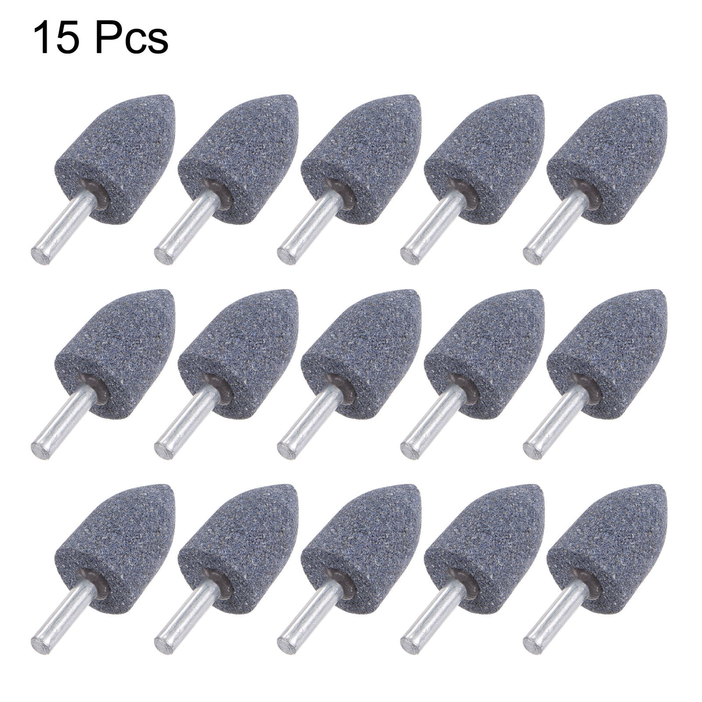 uxcell Uxcell 15pcs Abrasive Mounted Stone 1/4" Shank 0.63" Dia Conical Corundum Grinding Head