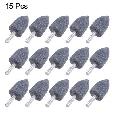 Harfington Uxcell 15pcs Abrasive Mounted Stone 1/4" Shank 0.63" Dia Conical Corundum Grinding Head