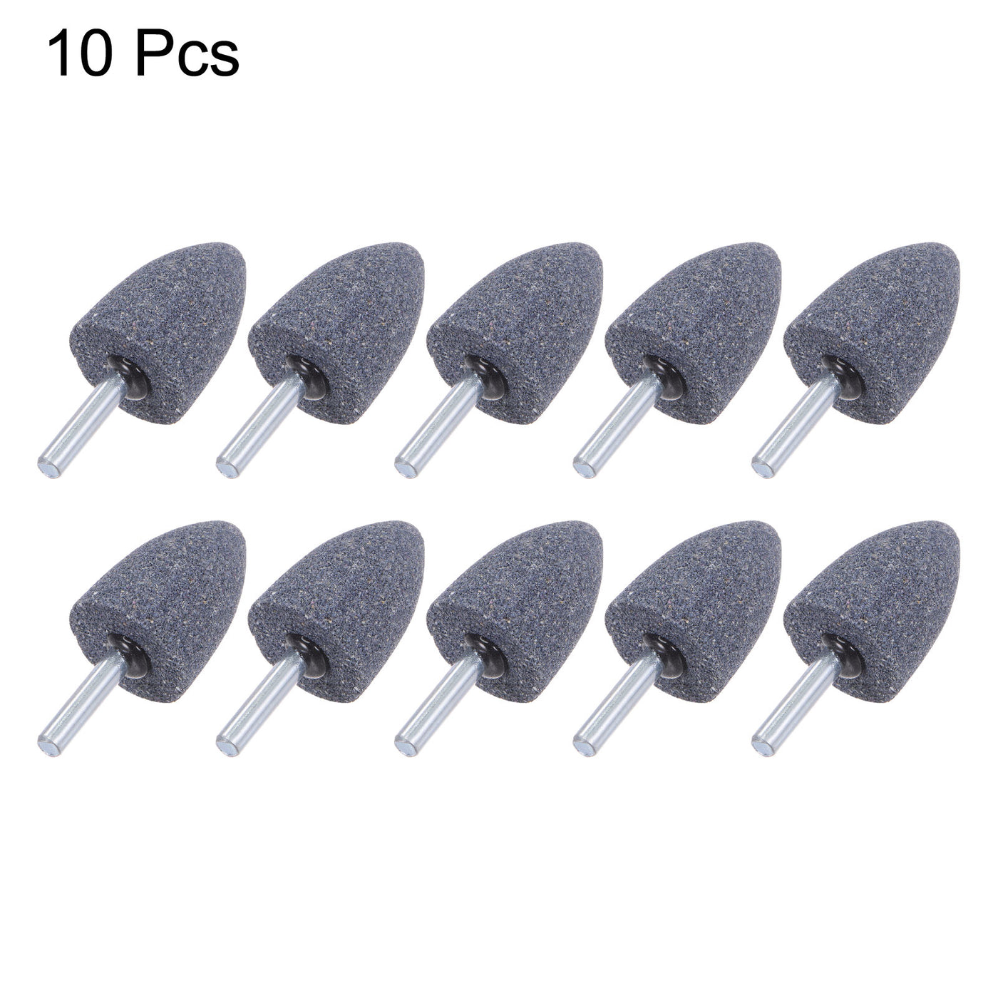 uxcell Uxcell 10pcs Abrasive Mounted Stone 1/4" Shank 0.63" Dia Conical Corundum Grinding Head