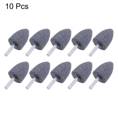 Harfington Uxcell 10pcs Abrasive Mounted Stone 1/4" Shank 0.63" Dia Conical Corundum Grinding Head