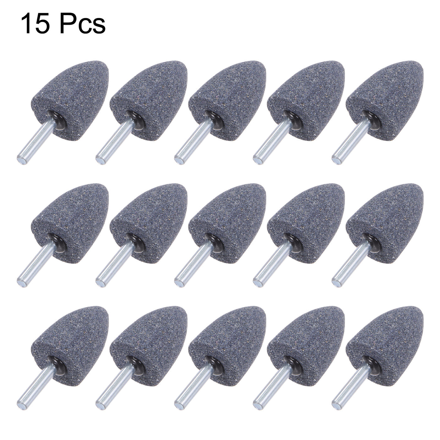 uxcell Uxcell 15pcs Abrasive Mounted Stone 1/4" Shank 0.63" Dia Conical Corundum Grinding Head