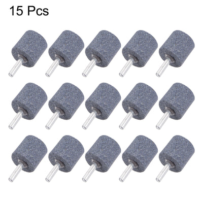 Harfington Uxcell 15pcs Abrasive Mounted Stone 1/4" Shank 0.63" Dia Conical Corundum Grinding Head