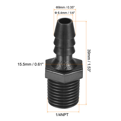 Harfington 2Stk. Kunststoff Schlauchanschlüsse 1/4" Widerhaken x 1/4" NPT Außengewinde Adapter Schlauchverbinder für Wasser Kraftstoff Luft