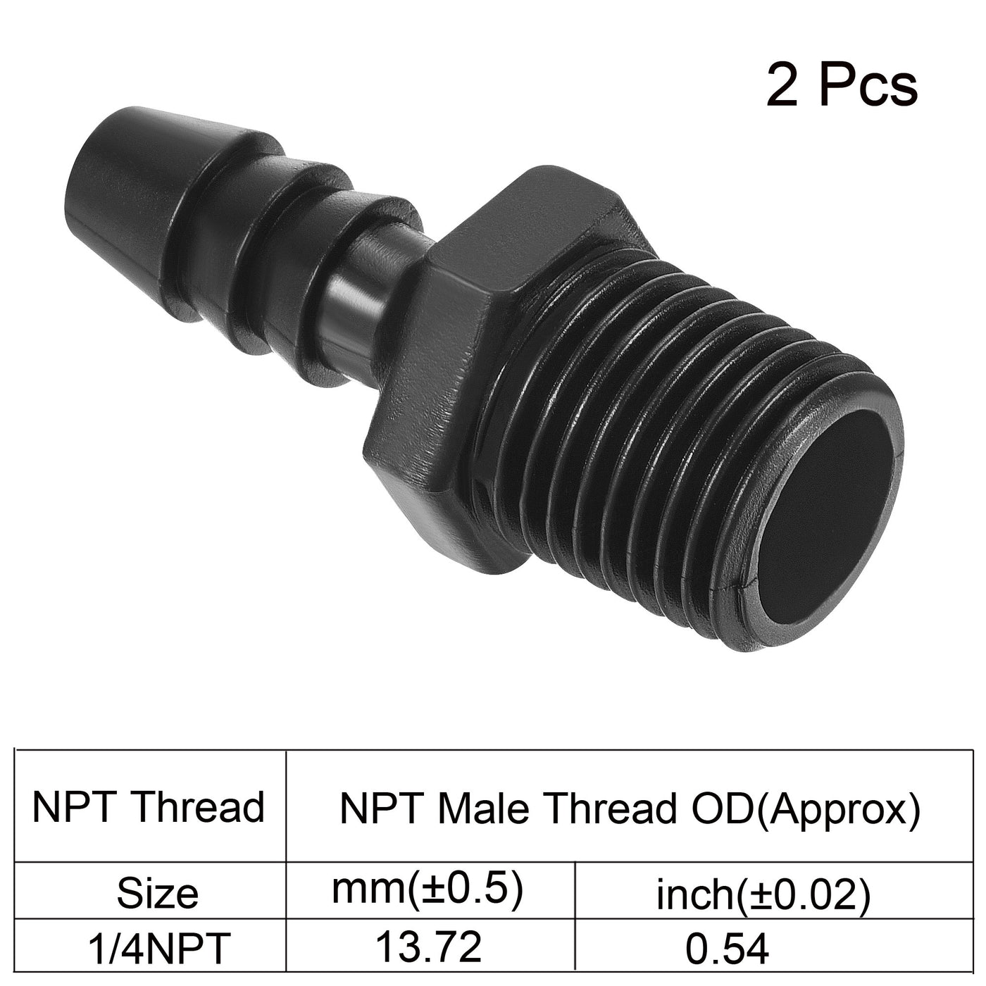 Harfington 2Stk. Kunststoff Schlauchanschlüsse 1/4" Widerhaken x 1/4" NPT Außengewinde Adapter Schlauchverbinder für Wasser Kraftstoff Luft