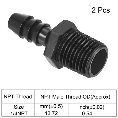 Harfington 2Stk. Kunststoff Schlauchanschlüsse 1/4" Widerhaken x 1/4" NPT Außengewinde Adapter Schlauchverbinder für Wasser Kraftstoff Luft