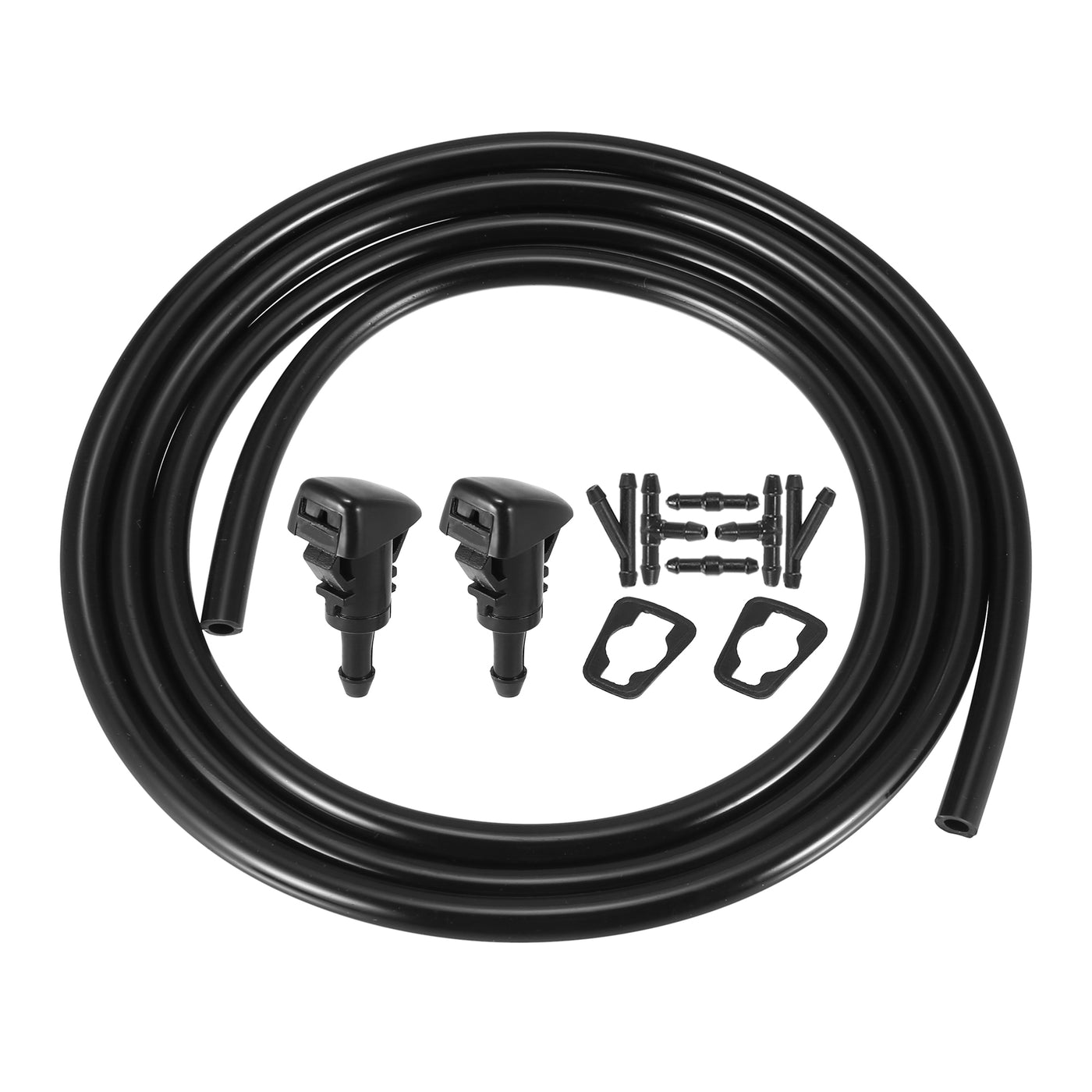 ACROPIX Front Windshield Wiper Nozzles Kit for Chrysler Aspen Sebring with Gaskets 2 Meter Fluid Hose - Pack of 9 Black