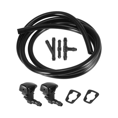 Harfington Front Windshield Wiper Nozzles Kit for Toyota Tacoma with Gaskets 1 Meter Fluid Hose - Pack of 6 Black