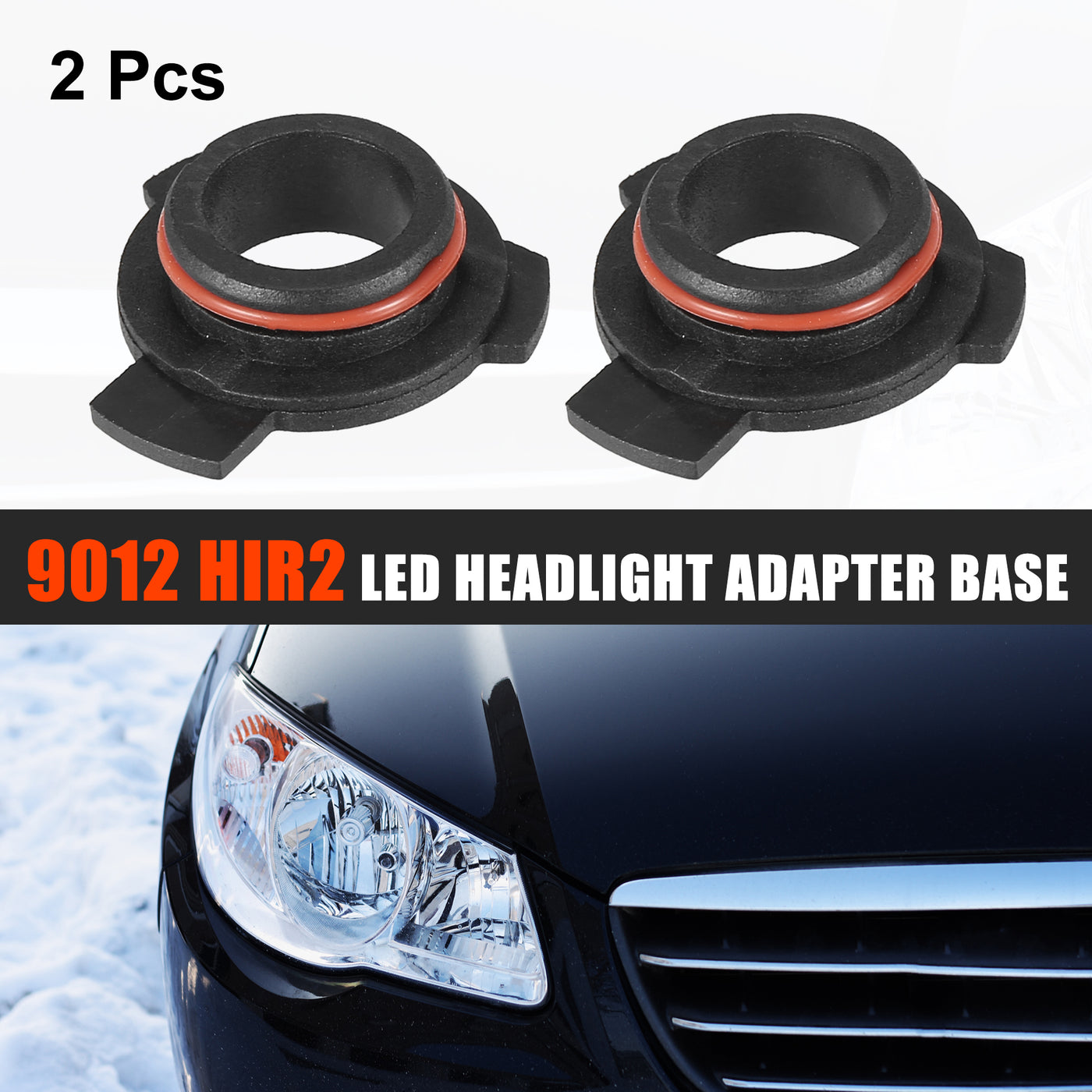 X AUTOHAUX 2pcs 9012 HIR2 LED Headlight Adapter Base Bulb Sockets Retainer Holder Universal for Car Black