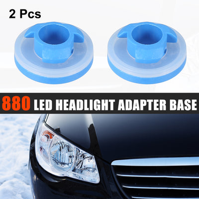 Harfington 2pcs 880 LED Headlight Adapter Base Bulb Sockets Retainer Holder Universal for Car Blue