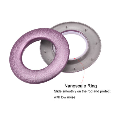 Harfington Uxcell Curtain Grommets, 1-9/16"(40mm) Inner Diameter, Low Noise Sliding Sheers Rings for Window Bathroom Curtain Rod, Purple, 8Pack