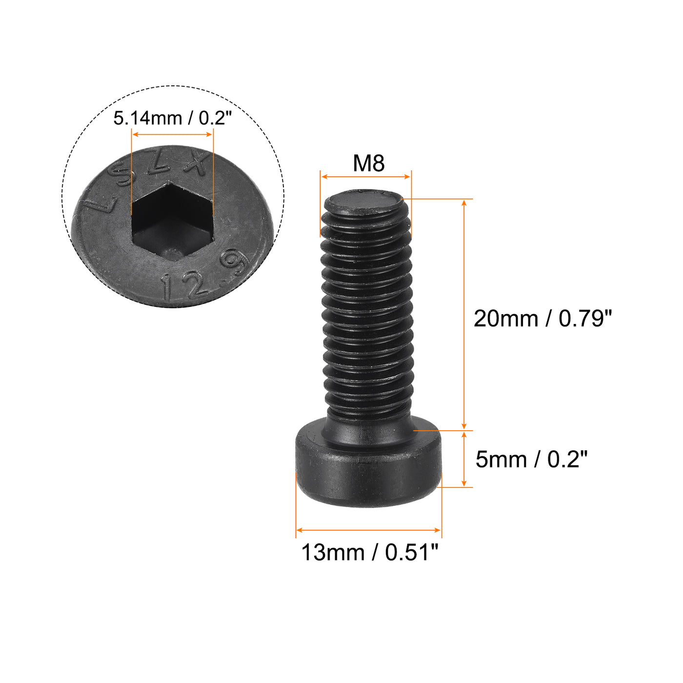 uxcell Uxcell Hex Socket Thin Head Cap Screw Bolts, Carbon Steel Screws