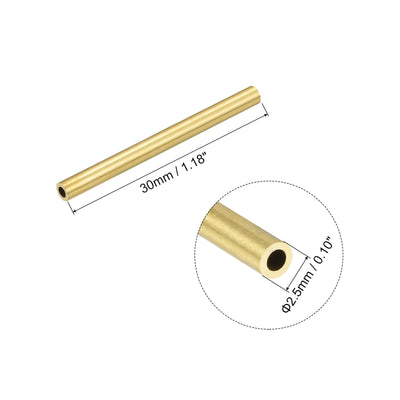 Harfington Uxcell 10Stk. Messingrohr 2,5mm Außendurchmesser 0,5mm Wanddicke 30mm lang Rohr für DIY