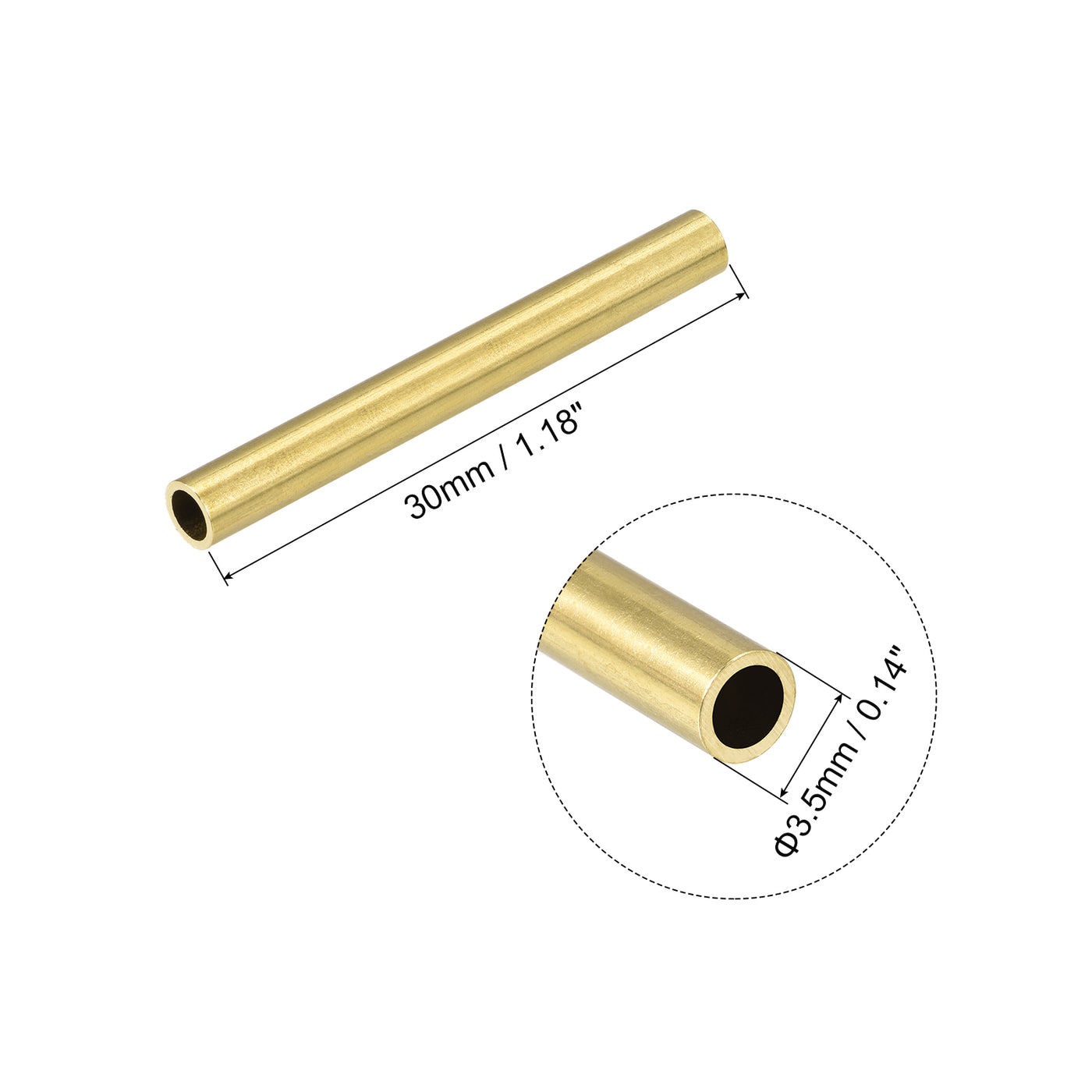 uxcell Uxcell 10Stk. Messingrohr 3,5mm Außendurchmesser 0,5mm Wanddicke 30mm lang Rohr für DIY